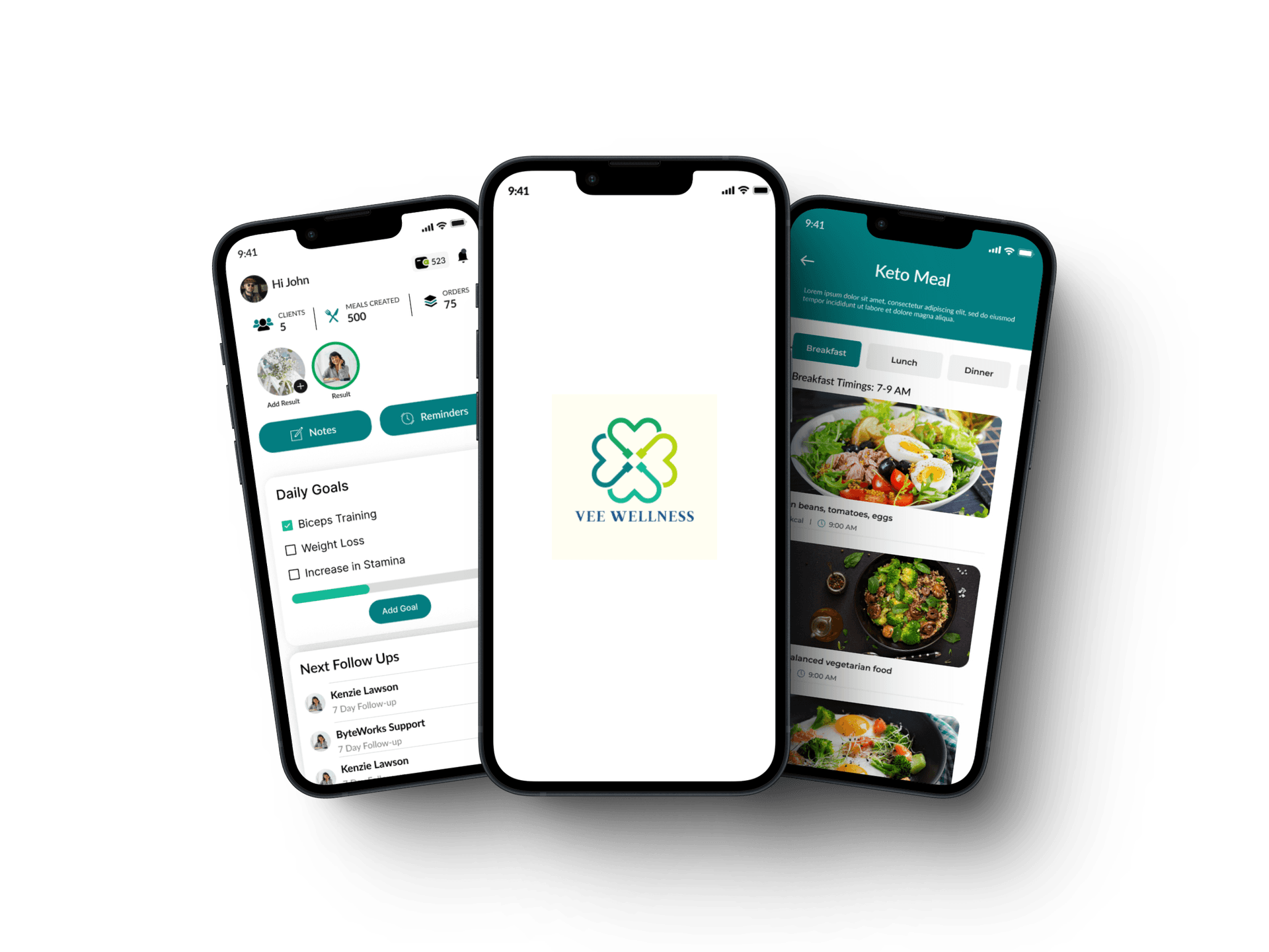 Vee Wellness App Screens